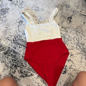 Tularosa Red and White One Piece Swimsuit